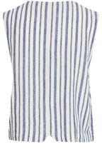 Marshmallow and Blue Striped Linen Mix Waistcoat