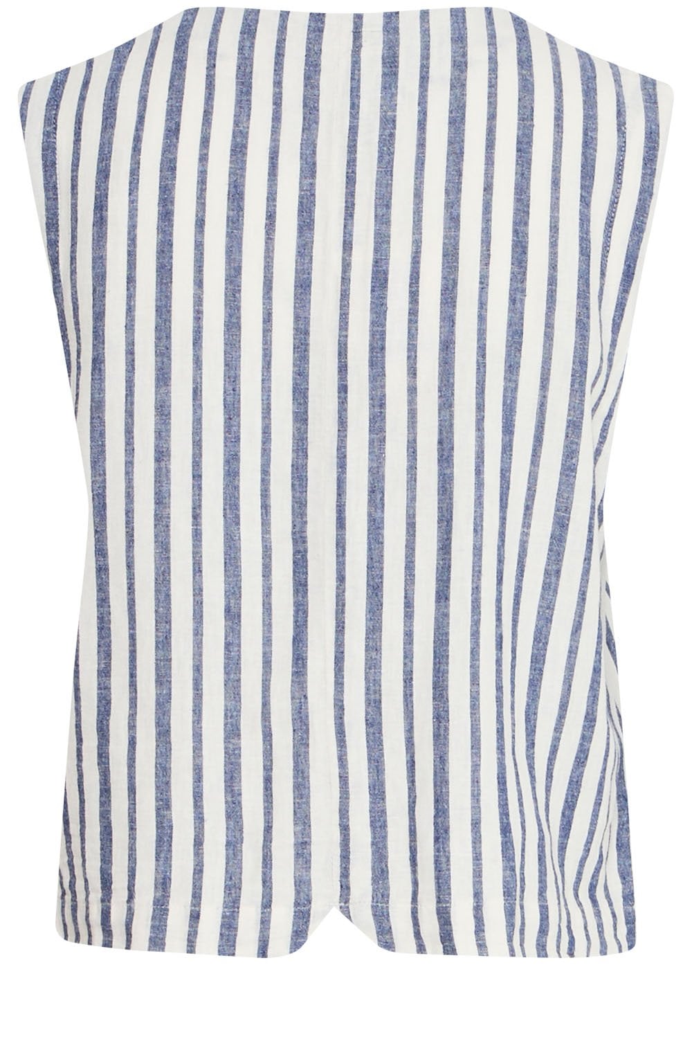 Marshmallow and Blue Striped Linen Mix Waistcoat