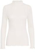 Marshmallow Fine Knit Lettuce Trimmed Top