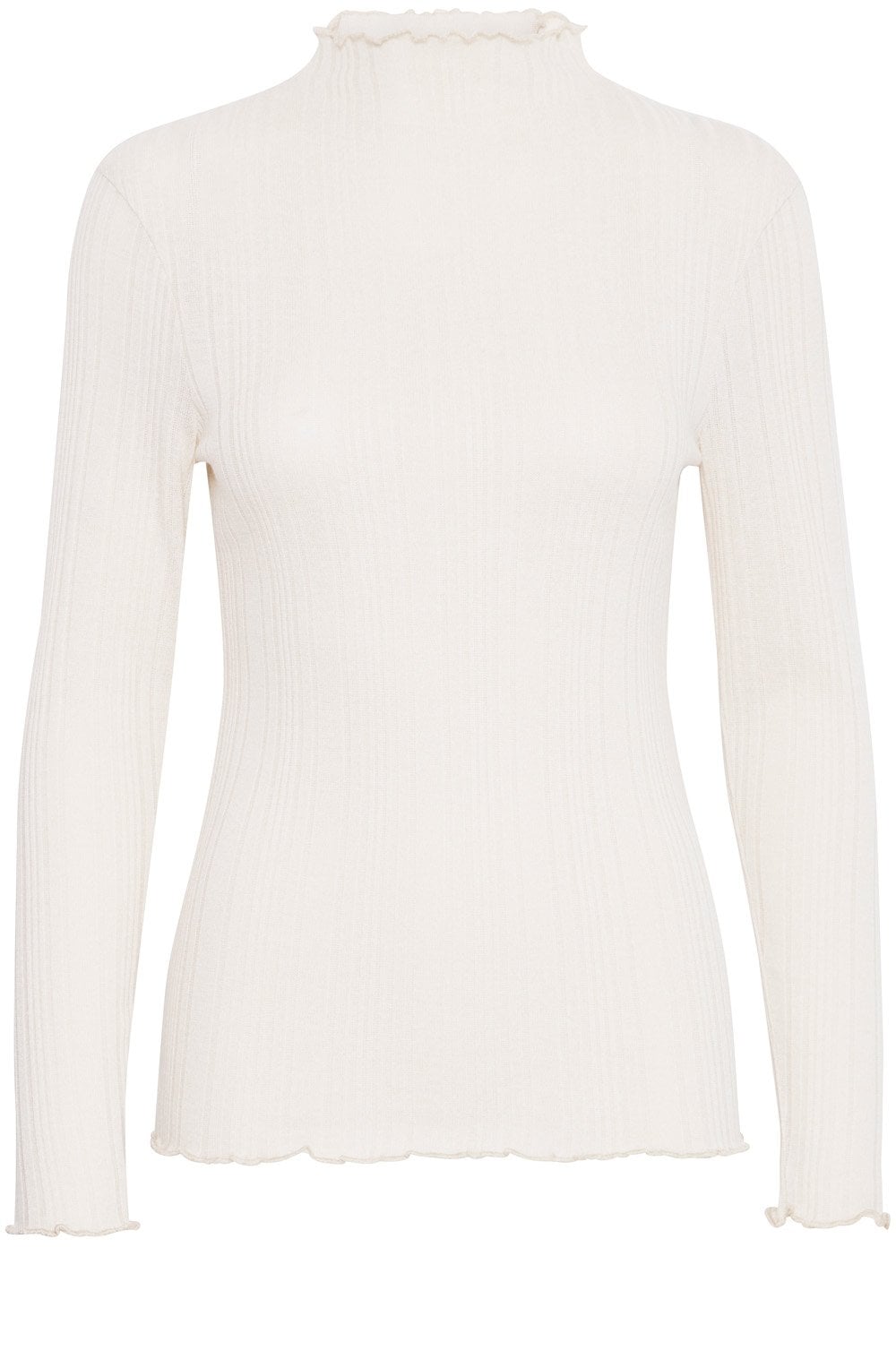 Marshmallow Fine Knit Lettuce Trimmed Top