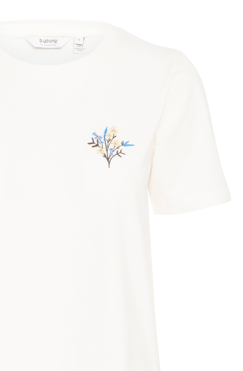 Marshmallow Flower Embroidery T Shirt
