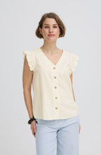 Marshmallow Linen Mix Ruffle Sleeve Shirt