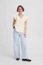 Marshmallow Linen Mix Ruffle Sleeve Shirt