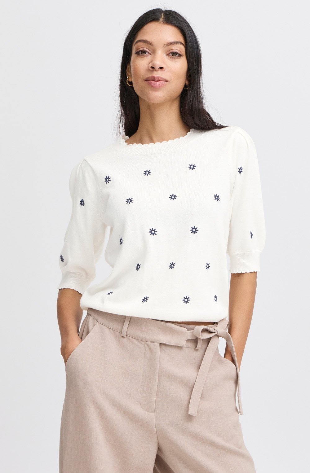 Marshmallow Mix Floral Embroidered Jumper
