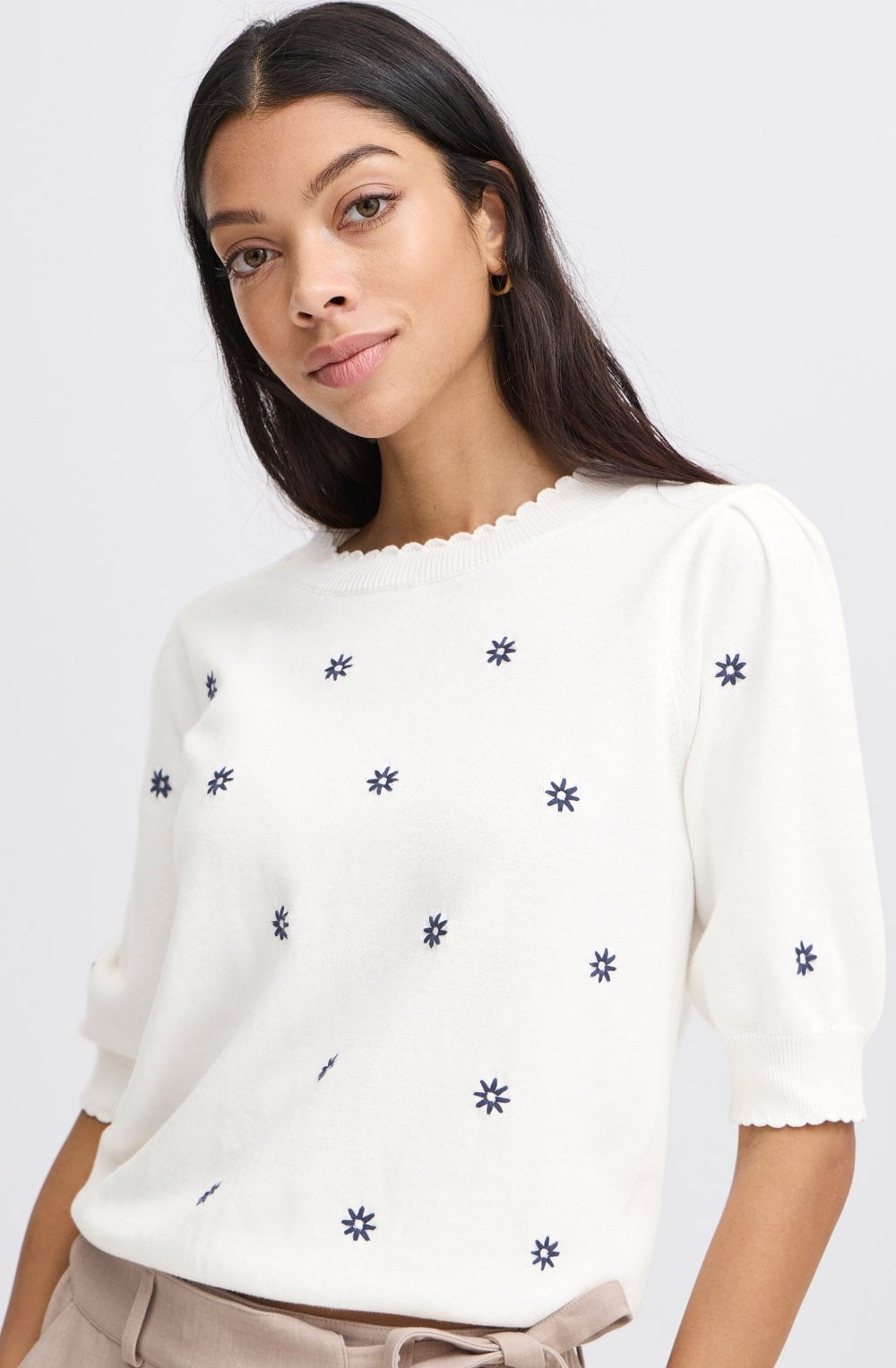 Marshmallow Mix Floral Embroidered Jumper