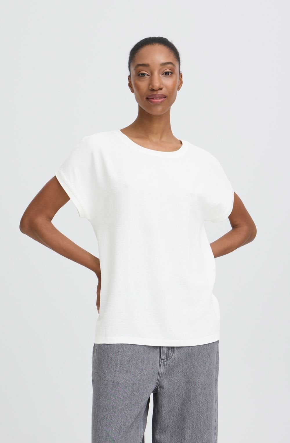 Marshmallow Textured Front Panel Relaxed T Shirt
