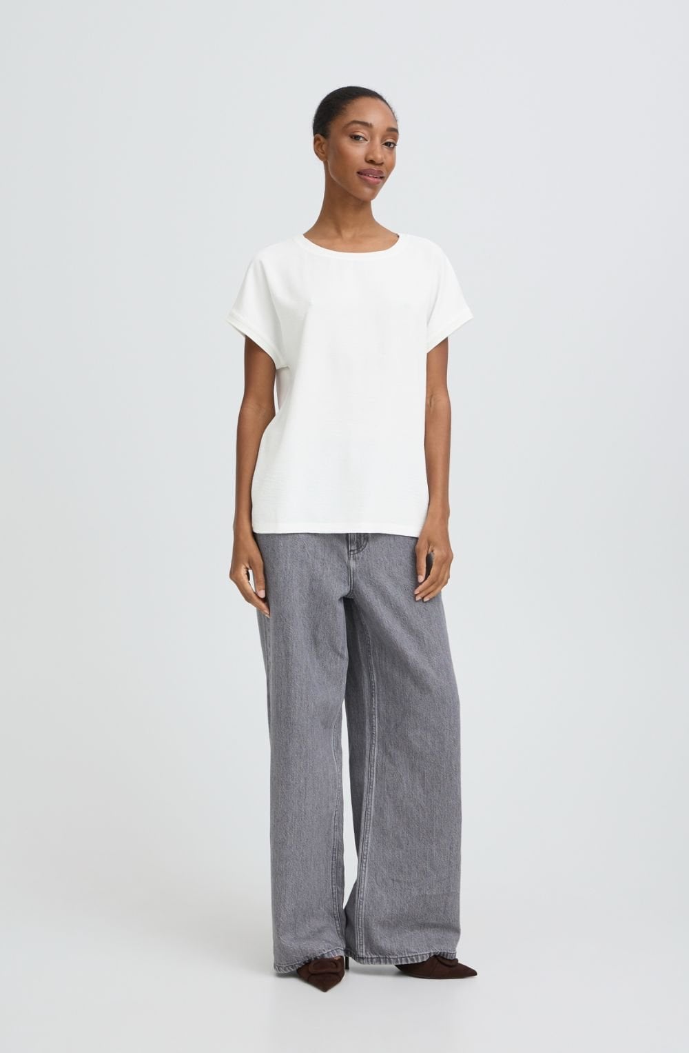 Marshmallow Textured Front Panel Relaxed T Shirt