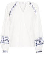 Marshmallow V Neck Embroidered Blouse