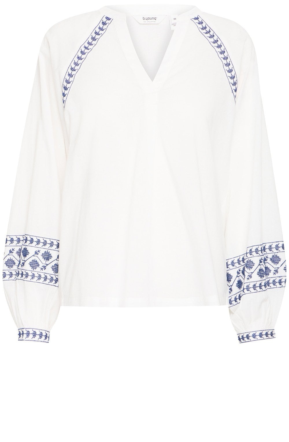 Marshmallow V Neck Embroidered Blouse