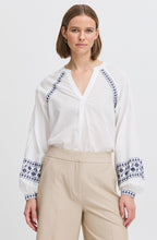 Marshmallow V Neck Embroidered Blouse