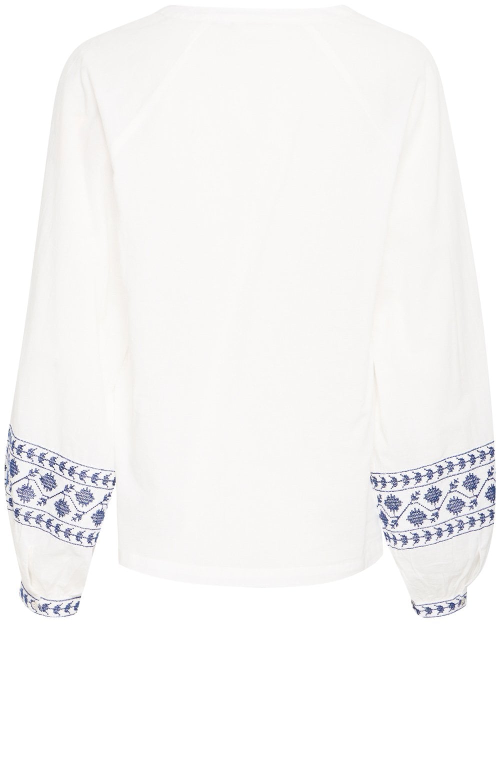 Marshmallow V Neck Embroidered Blouse