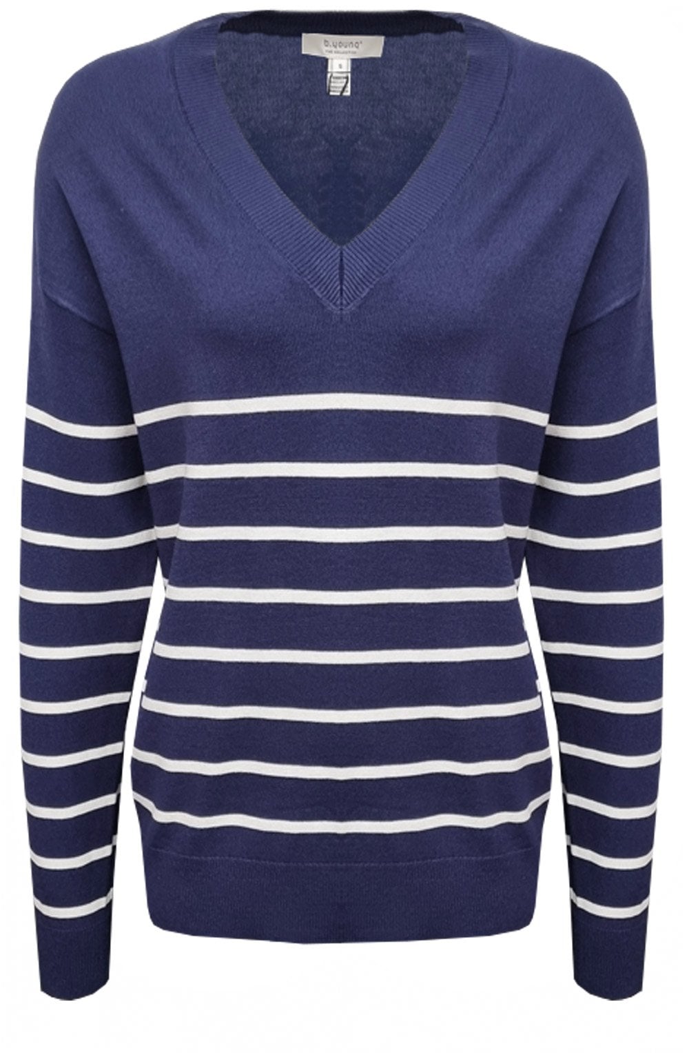 Medieval Blue and White Stripe V Neck Sweater