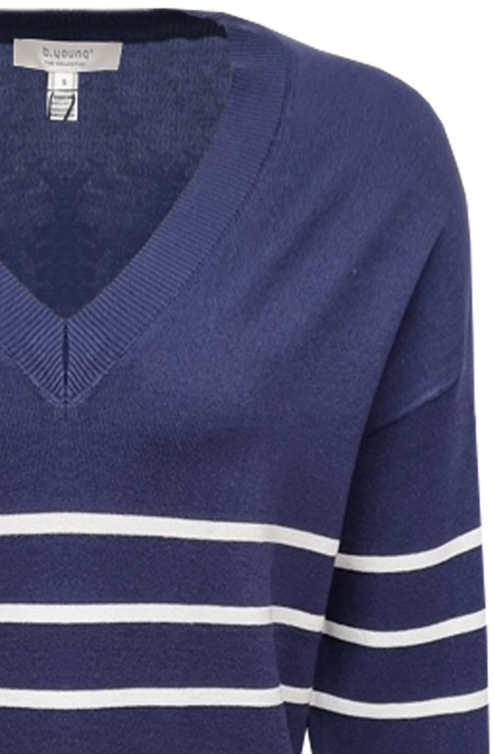 Medieval Blue and White Stripe V Neck Sweater