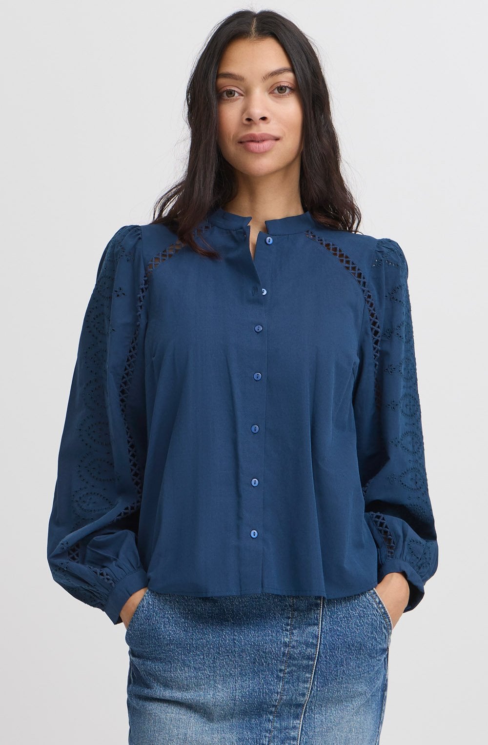 Medieval Blue Broderie Anglaise Blouse