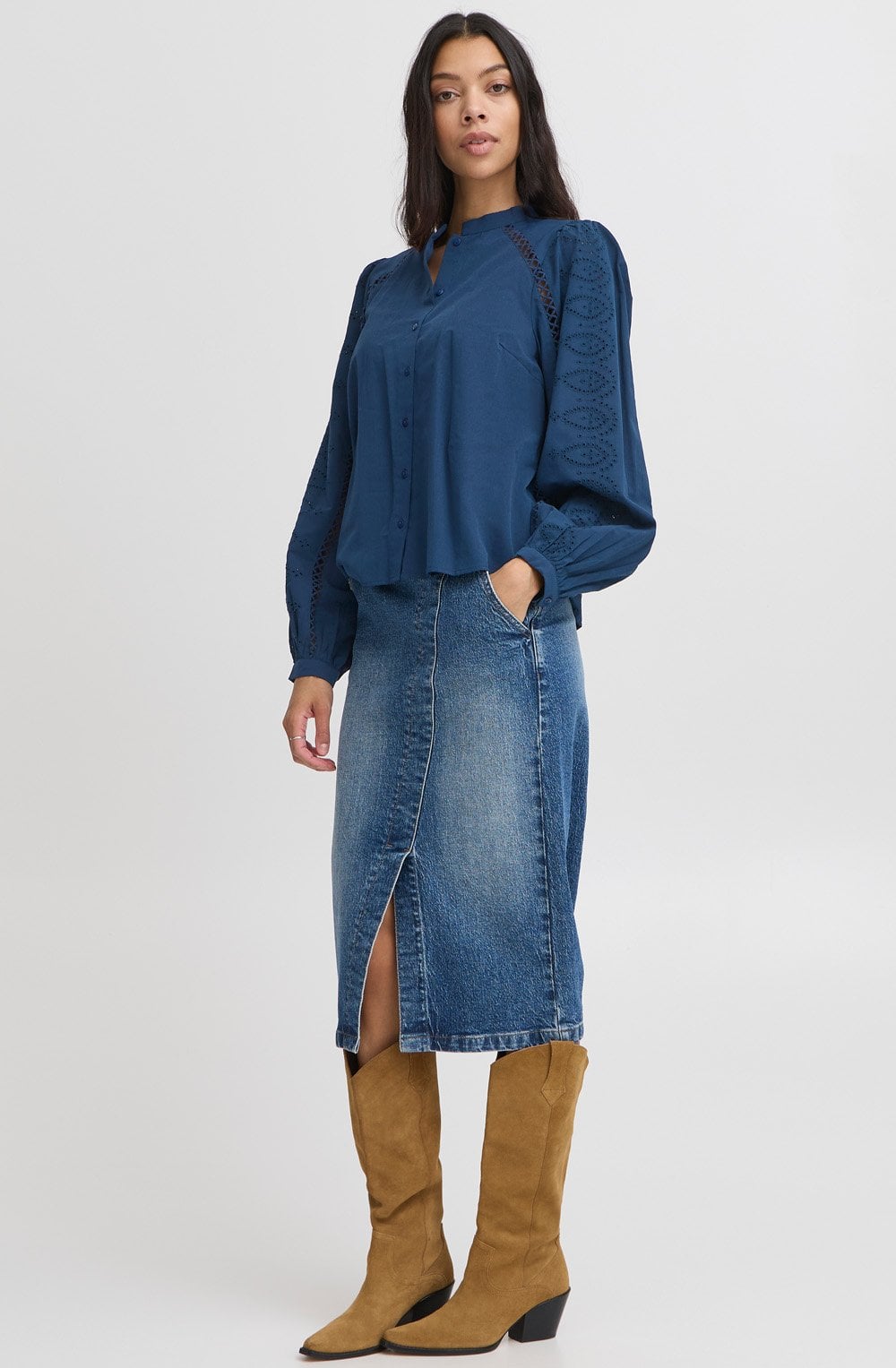 Medieval Blue Broderie Anglaise Blouse