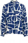 Medieval Blue Geo Abstract Print Blouse