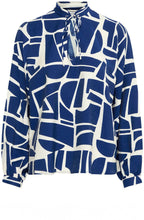 Medieval Blue Geo Abstract Print Blouse