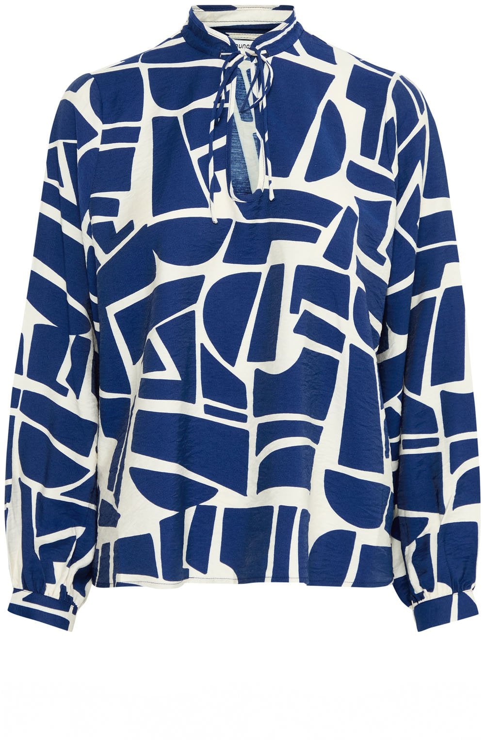Medieval Blue Geo Abstract Print Blouse