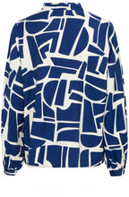 Medieval Blue Geo Abstract Print Blouse
