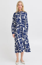 Medieval Blue Geo Print Midi Dress