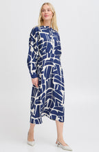 Medieval Blue Geo Print Midi Dress