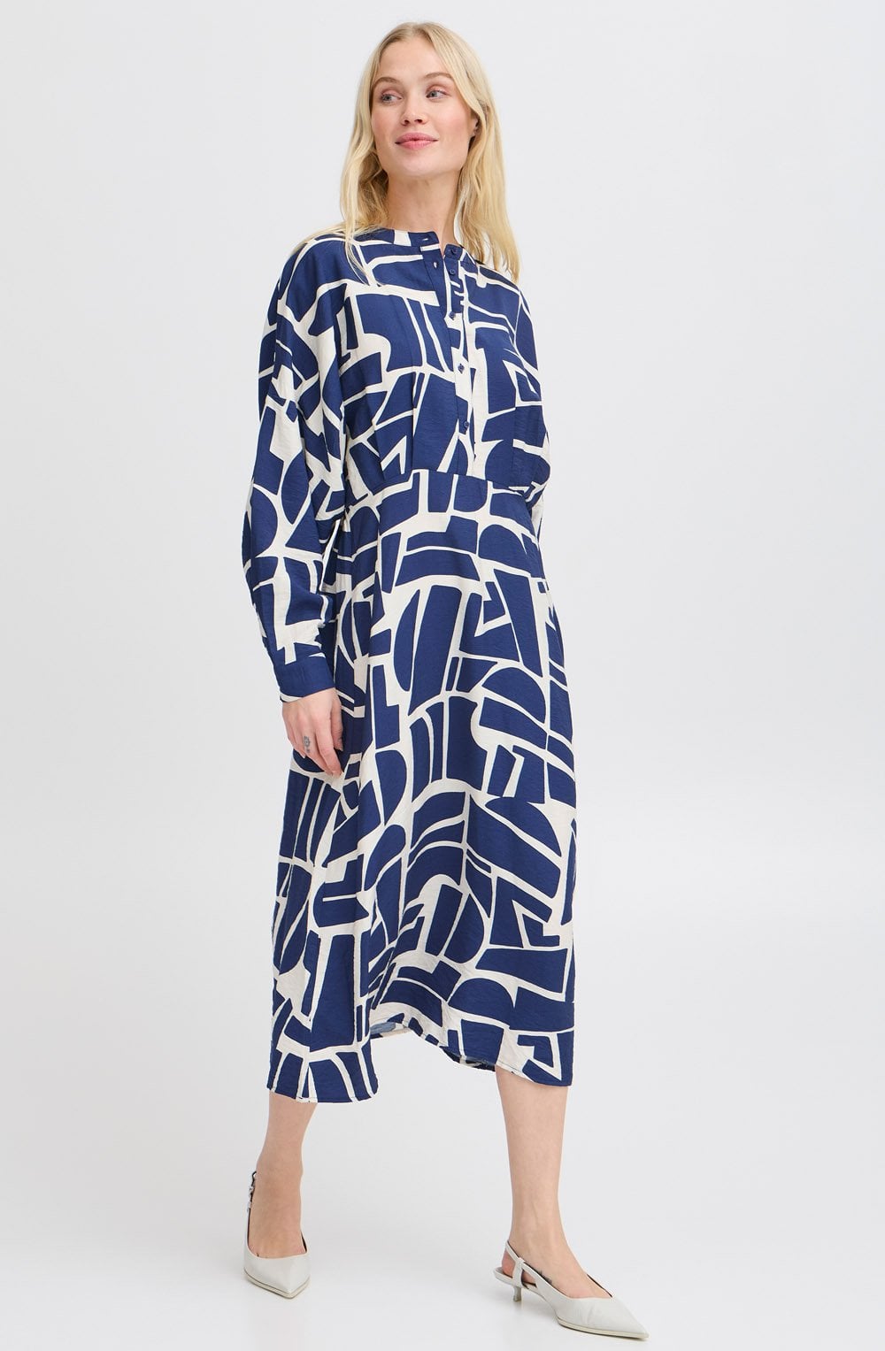 Medieval Blue Geo Print Midi Dress