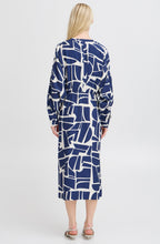 Medieval Blue Geo Print Midi Dress