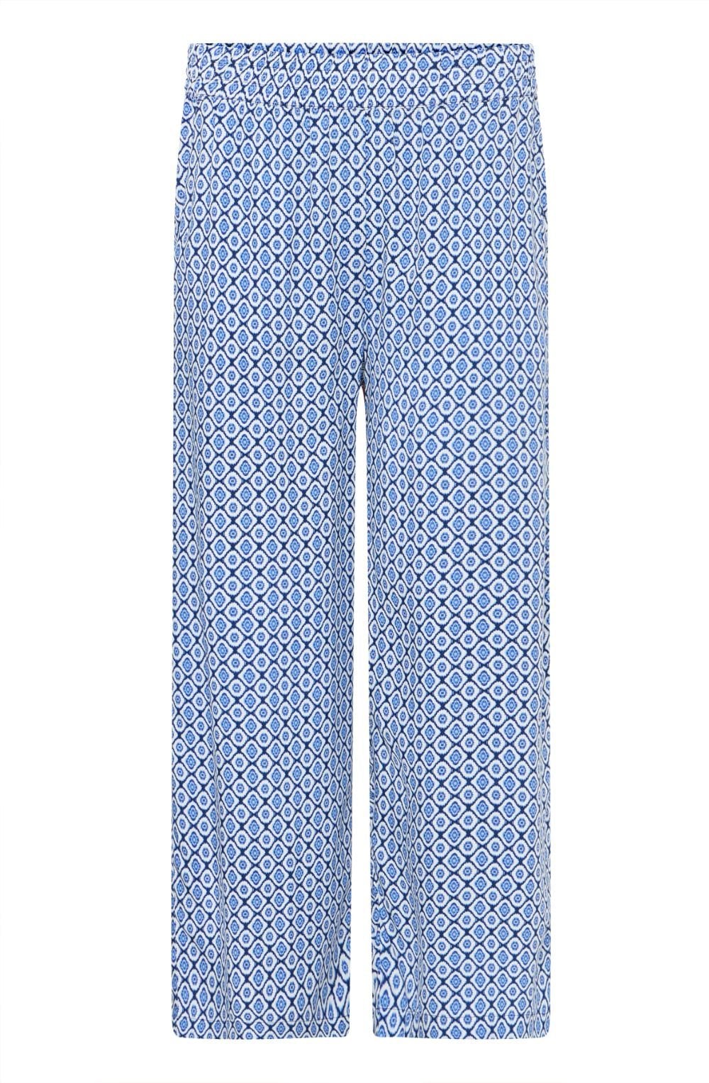 Medieval Blue Medallion Wide Leg Crop Trousers