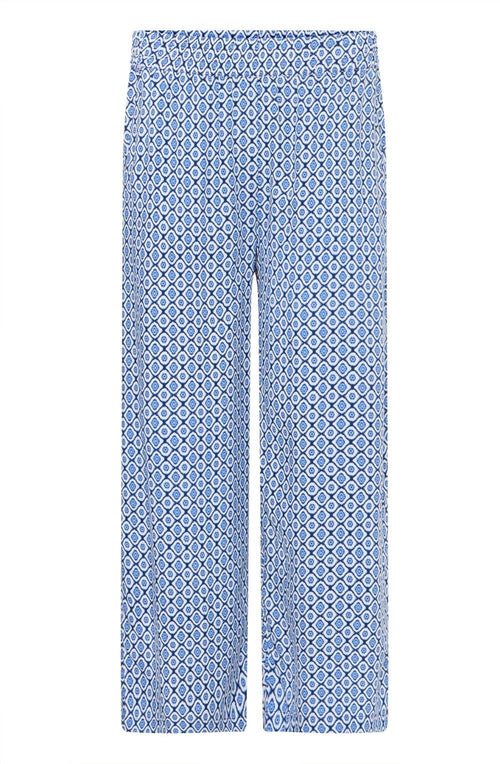 Medieval Blue Medallion Wide Leg Crop Trousers