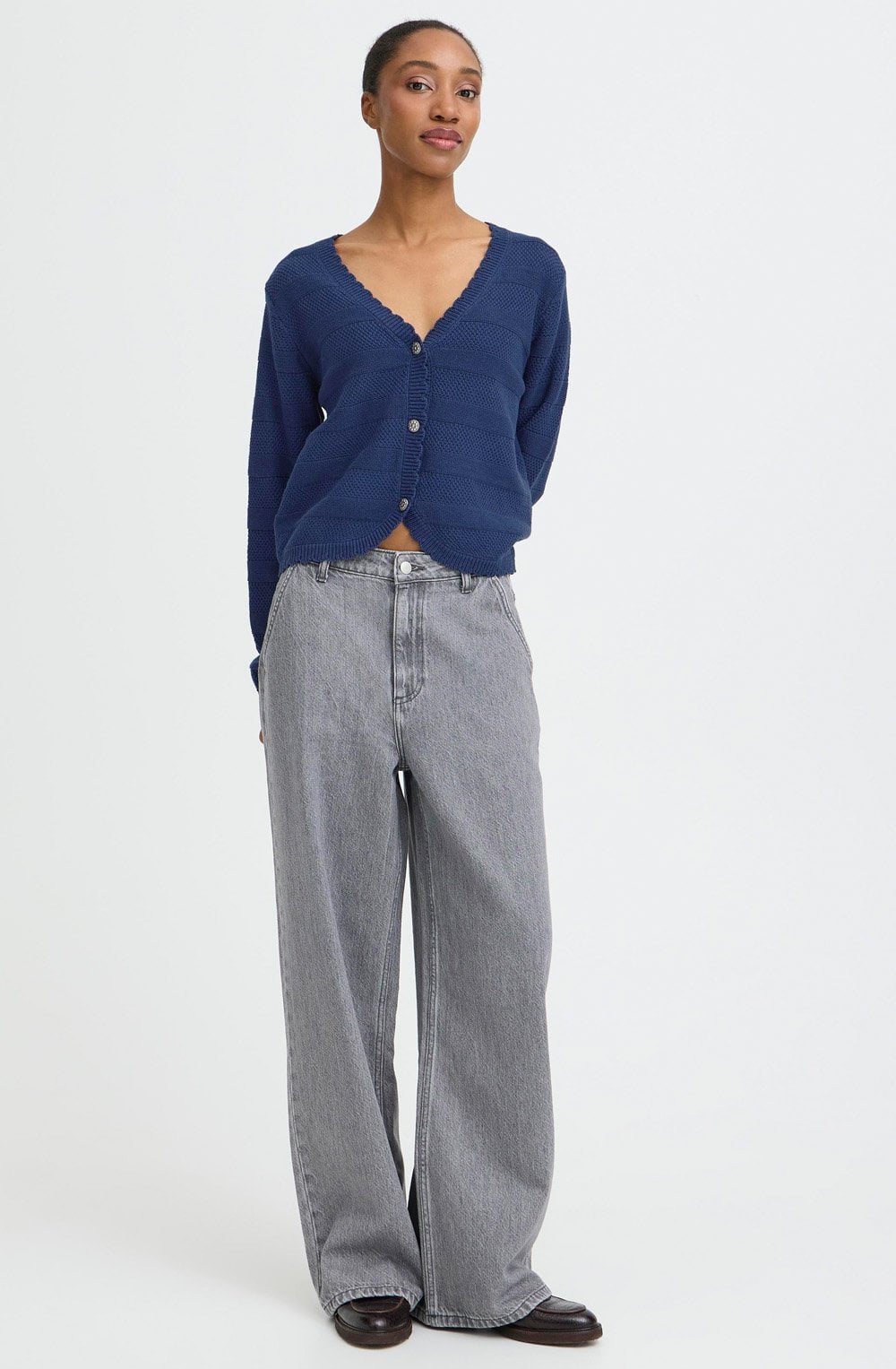 Medieval Blue Scalloped Edge Mikala Cardigan