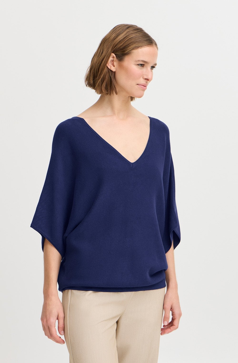 Medieval Blue Short Sleeve Batwing Sweater