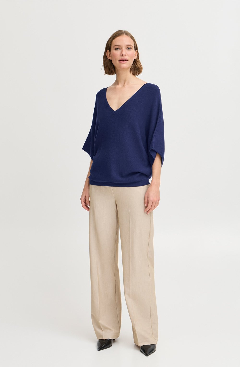 Medieval Blue Short Sleeve Batwing Sweater