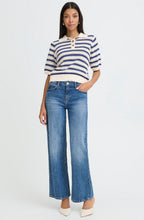 Medieval Blue Textured Knit Mikala Polo Top