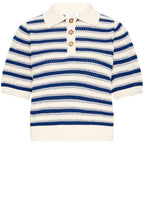 Medieval Blue Textured Knit Mikala Polo Top