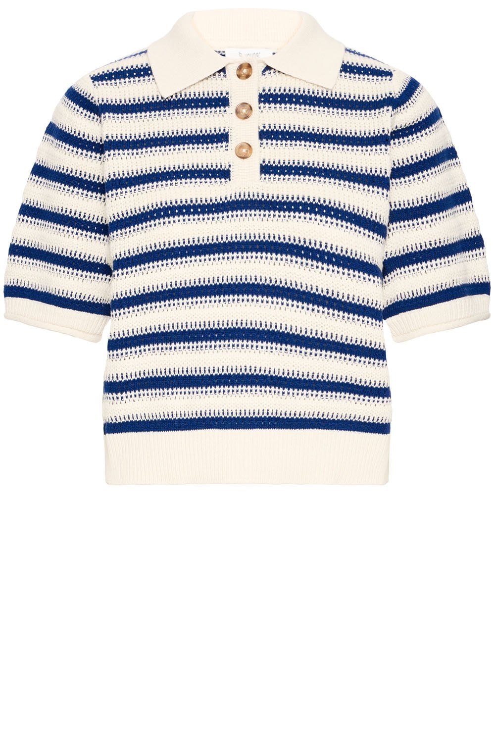 Medieval Blue Textured Knit Mikala Polo Top
