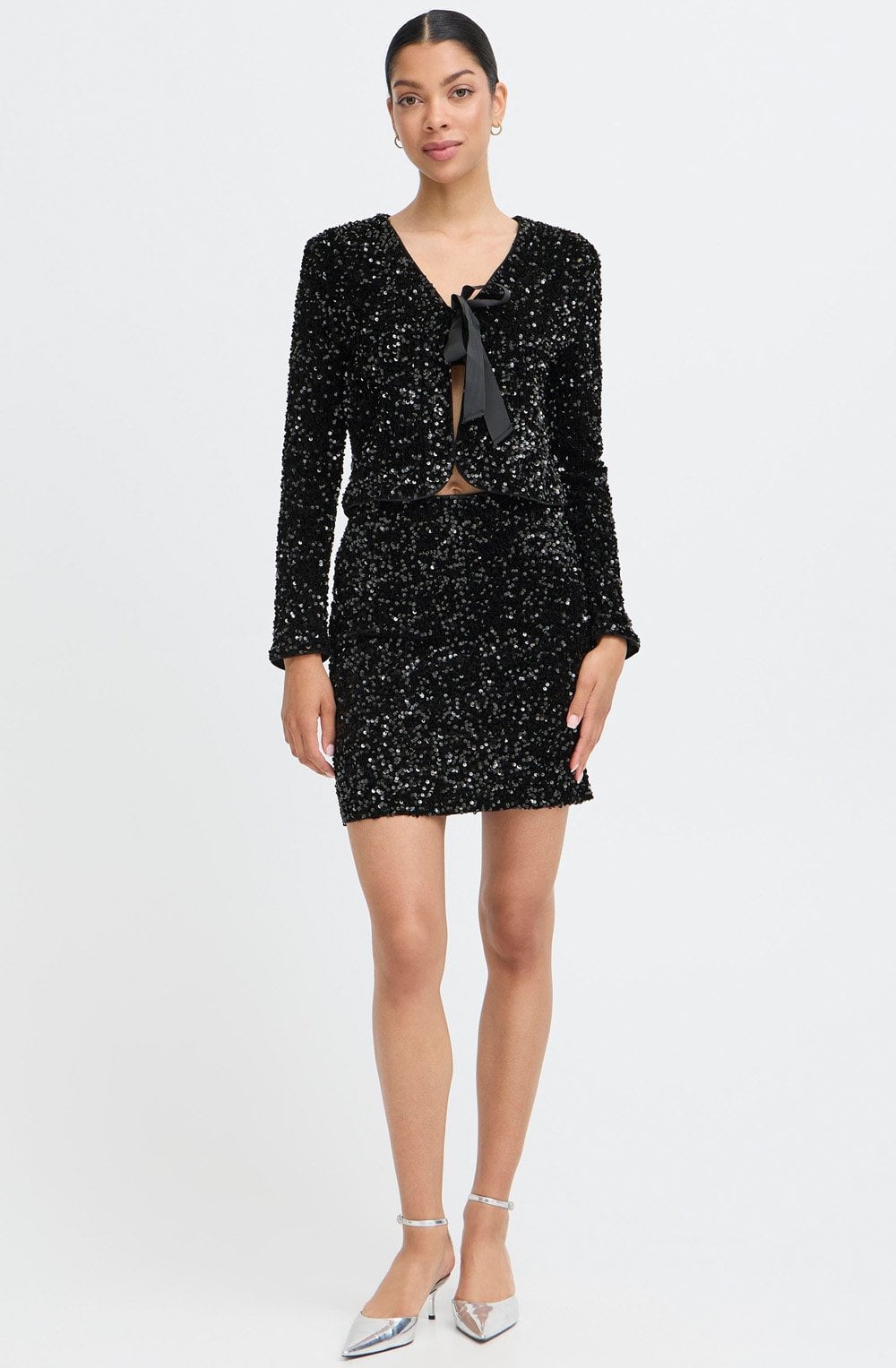 Meteorite Black Sequin Bow Jacket