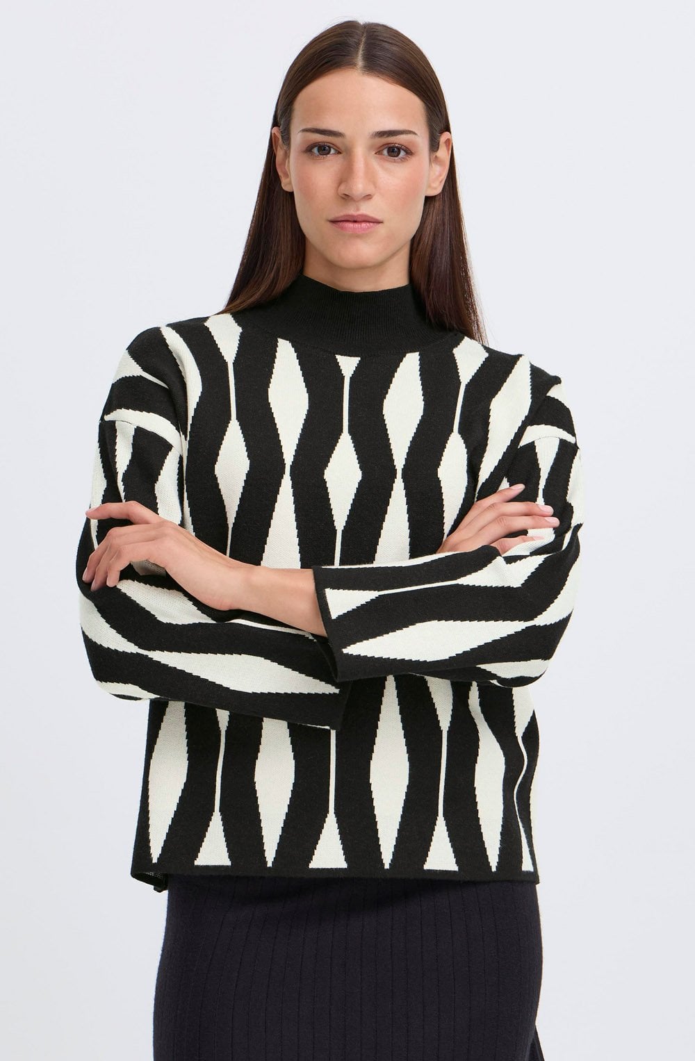 Meteorite Black Zig Zag Jacquard Jumper