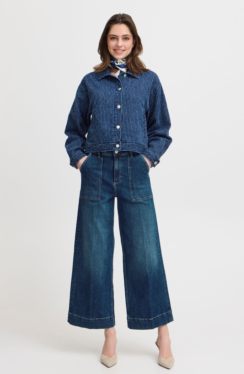 Mid Blue Denim Komma Wide Leg Jeans