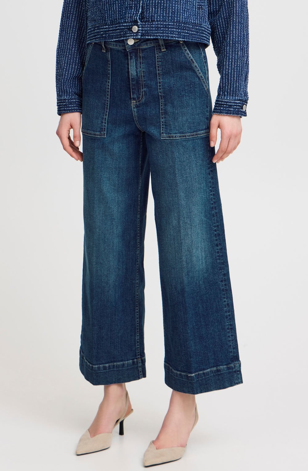 Mid Blue Denim Komma Wide Leg Jeans