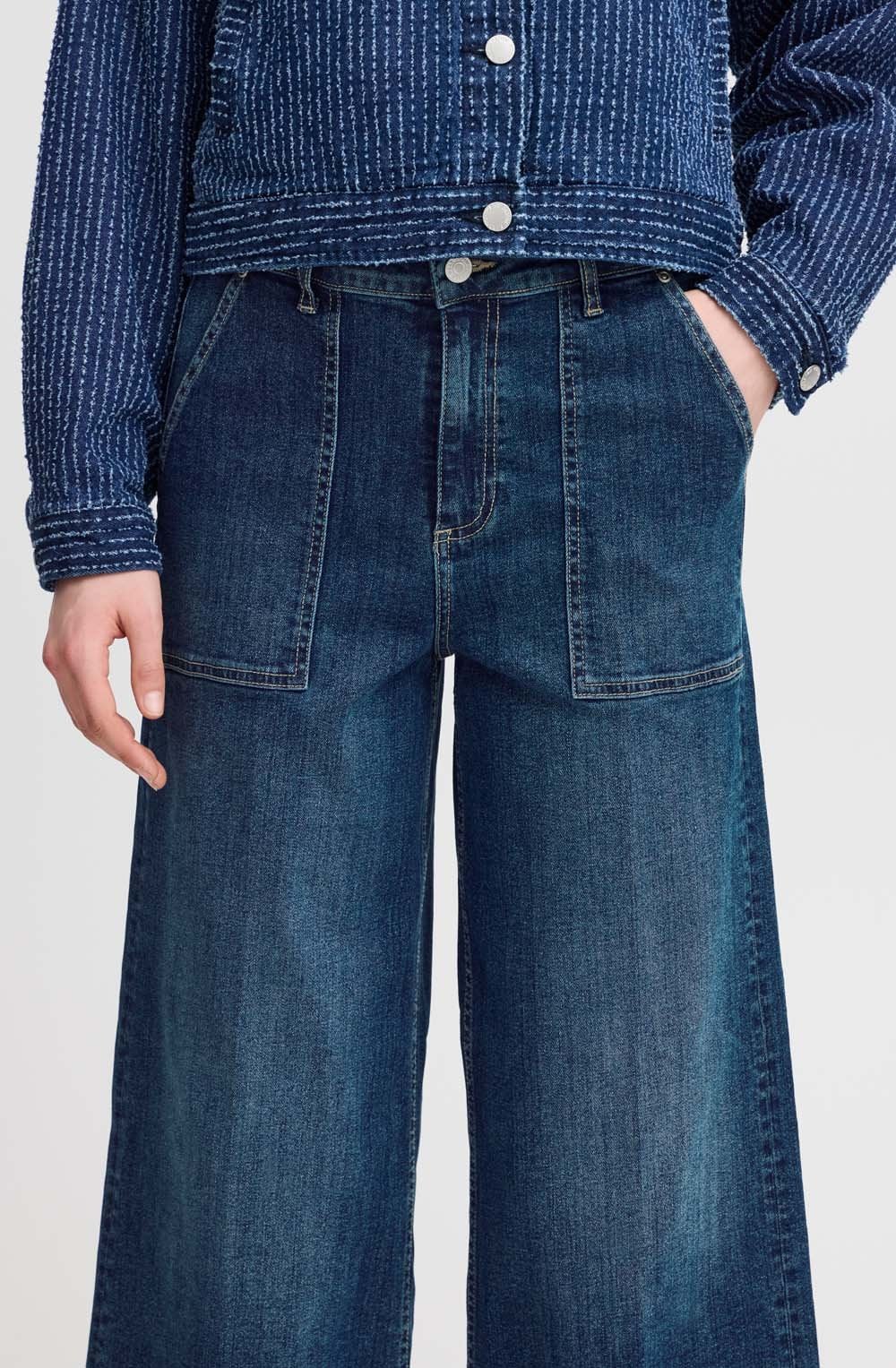 Mid Blue Denim Komma Wide Leg Jeans