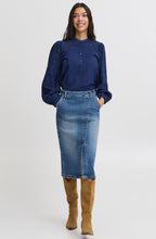 Mid Blue Denim Wrap Midi Skirt