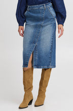 Mid Blue Denim Wrap Midi Skirt