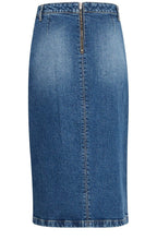 Mid Blue Denim Wrap Midi Skirt