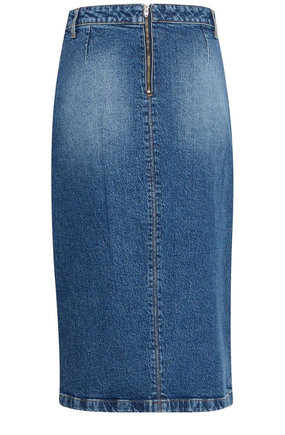 Mid Blue Denim Wrap Midi Skirt