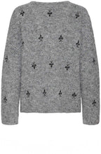 Mid Grey Melange Embroidered Jumper