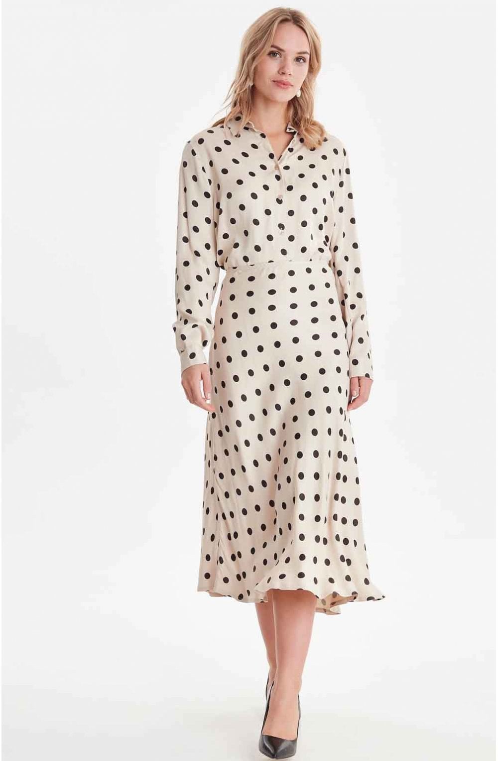 Mid Length Spot Print Skirt