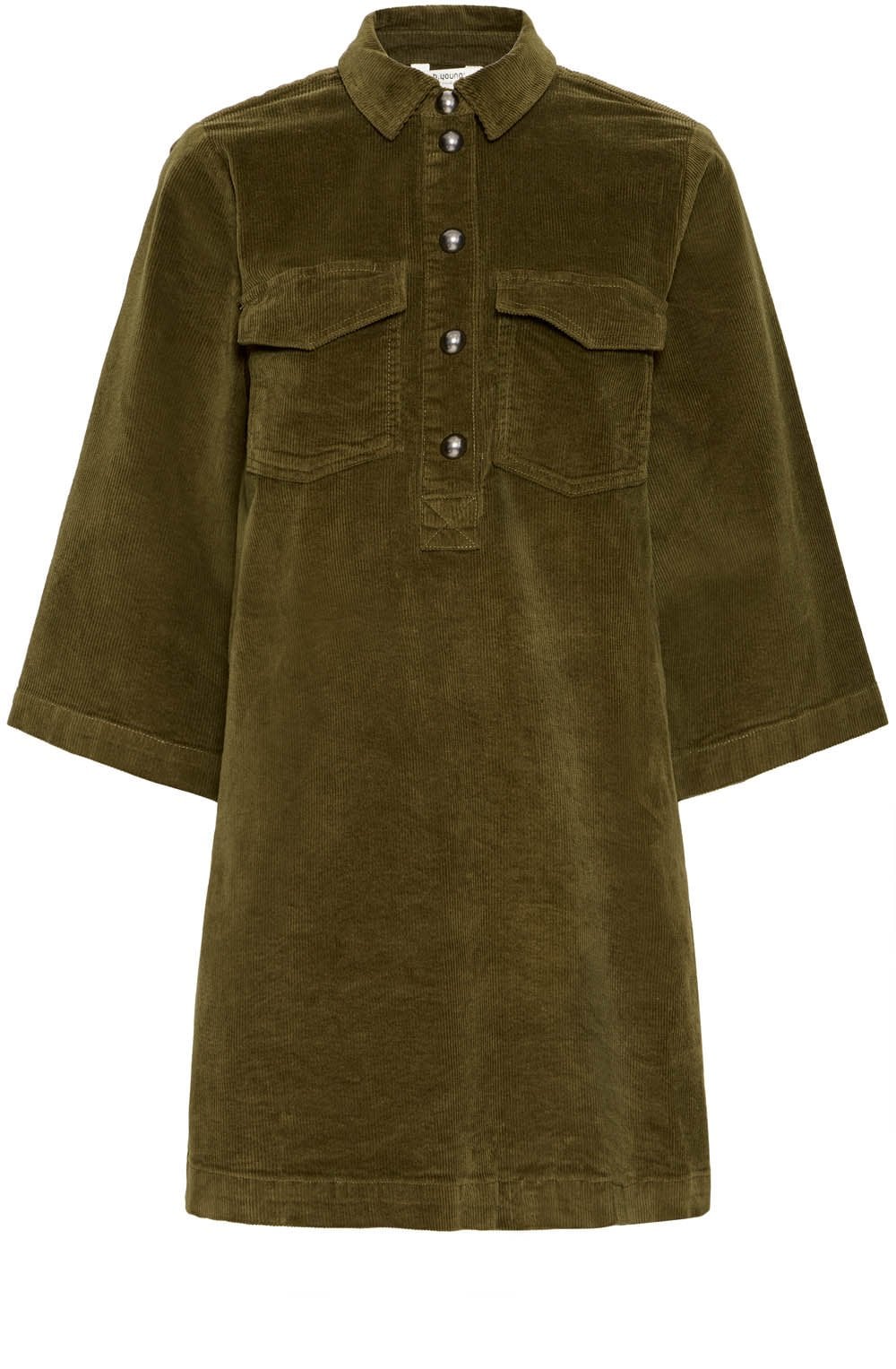 Military Olive Corduroy A Line Dress