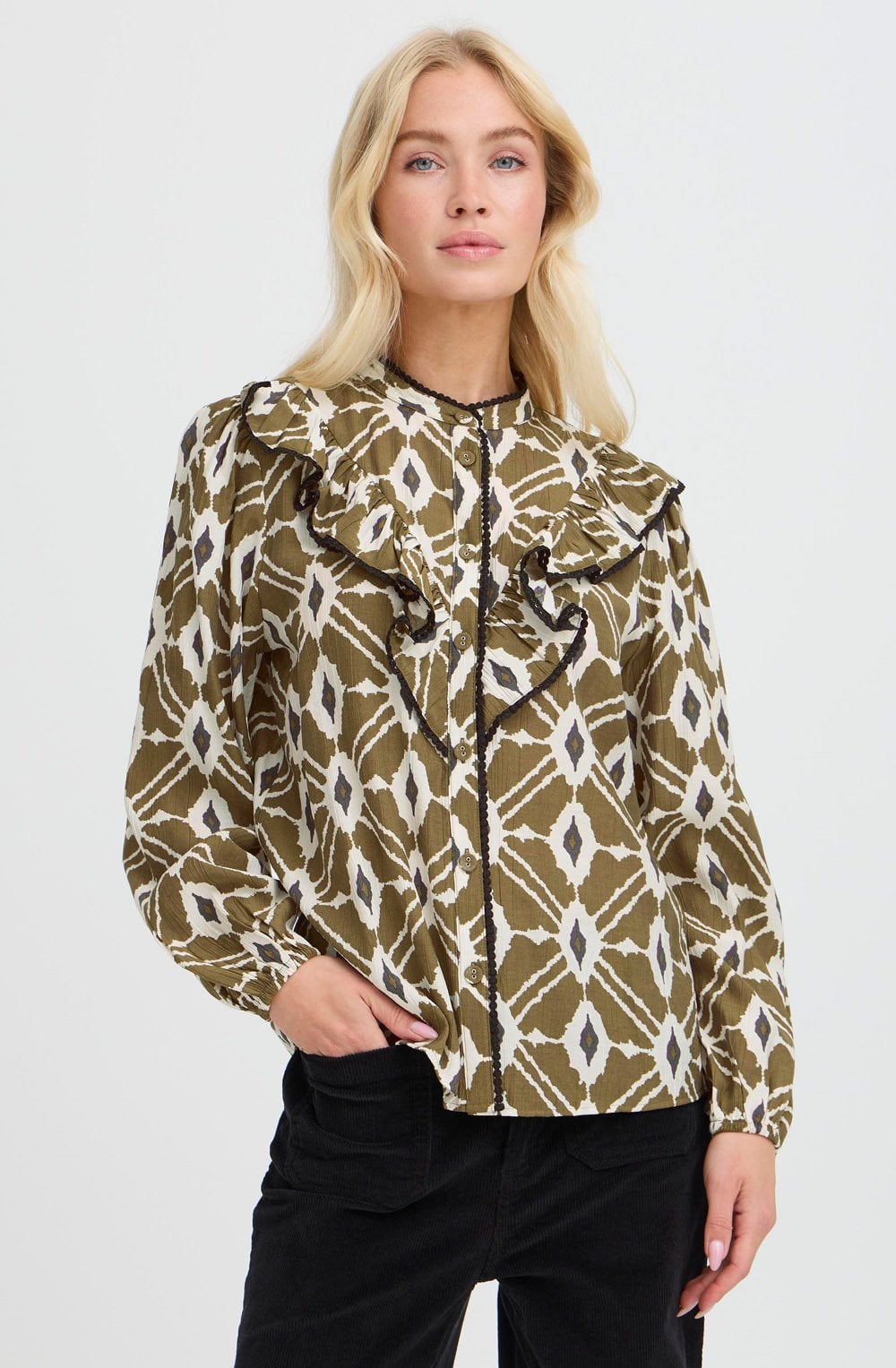 Military Olive Frill Shirt