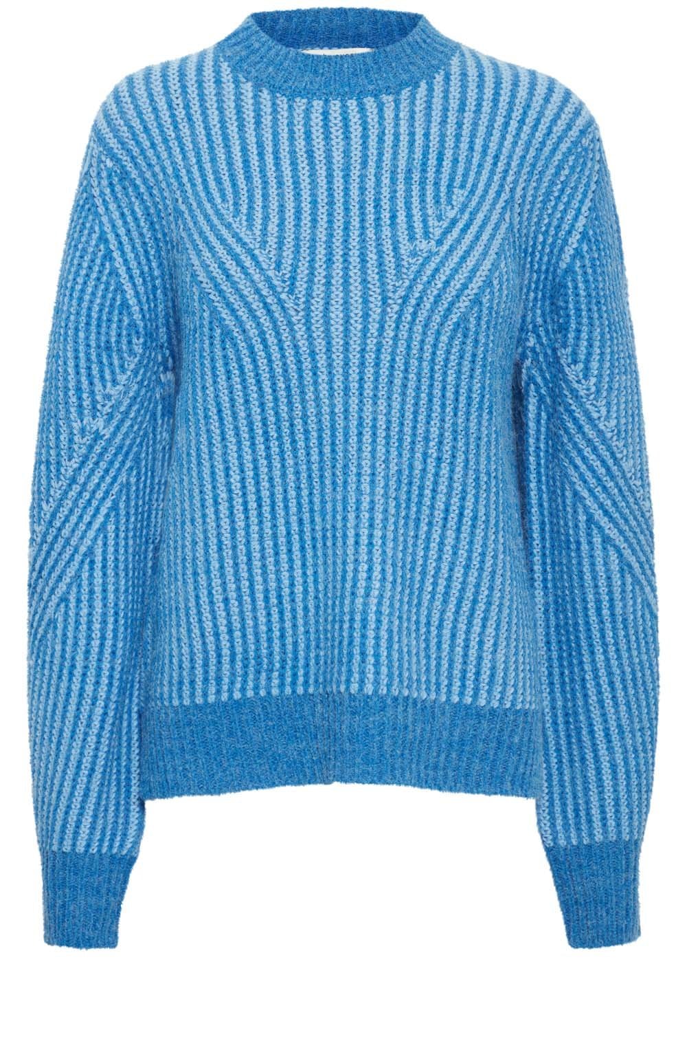 Millox Provence Blue Striped Chunky Knit Jumper