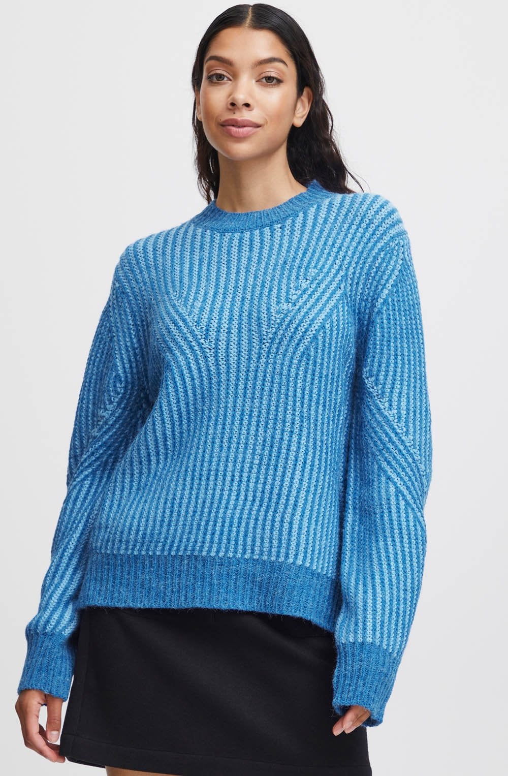 Millox Provence Blue Striped Chunky Knit Jumper